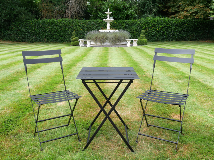 Black Metal Bistro Set – Outdoor Table & Chairs for Garden, Patio or Balcony