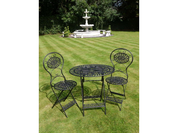 T42 Black Oval Metal Table and Chairs ( Bistro 2 seater Set)