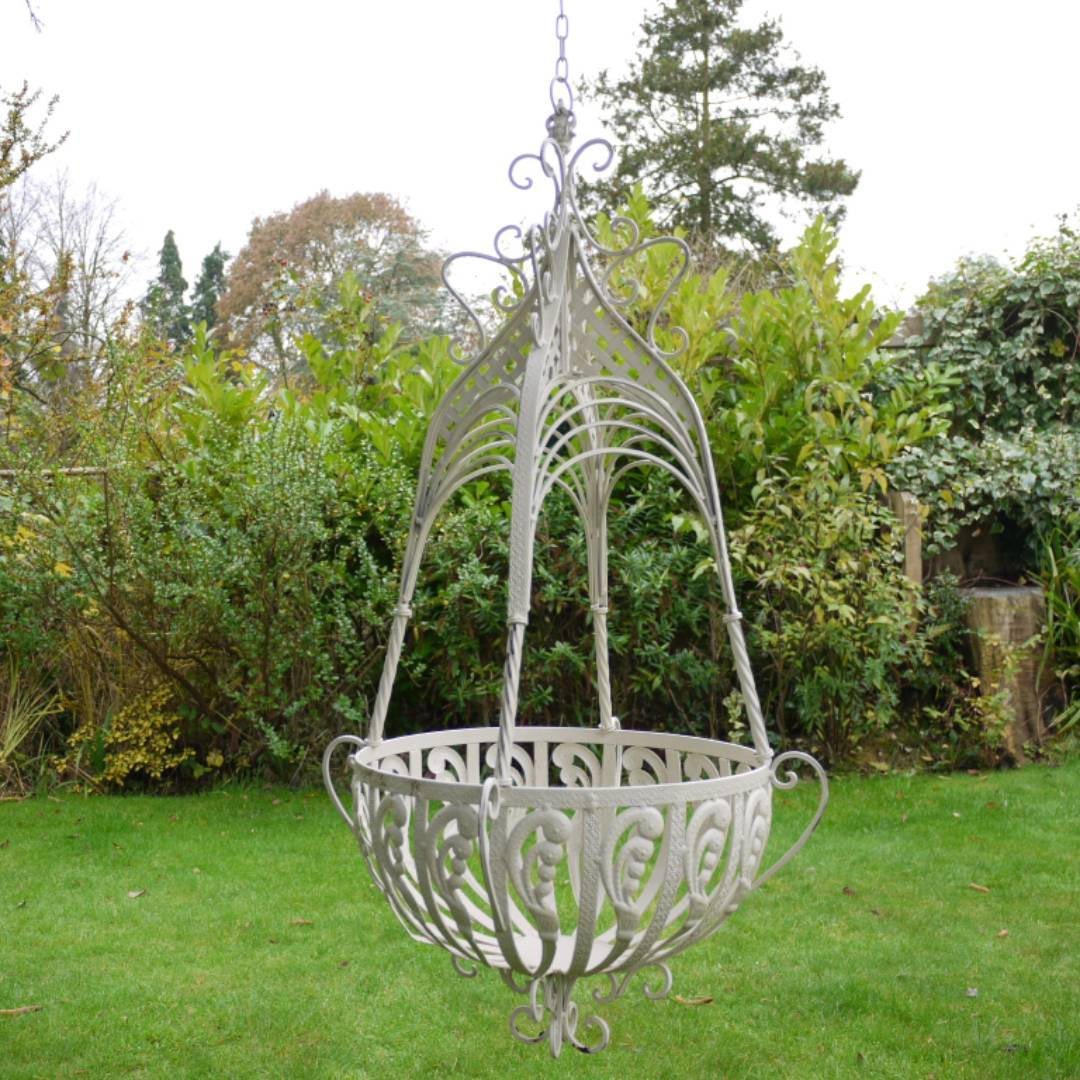 199 Large Cream Metal Hanging Basket