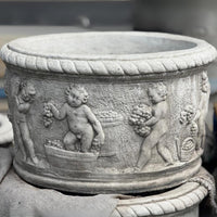 Large Round Stone Cherub Pot Planter