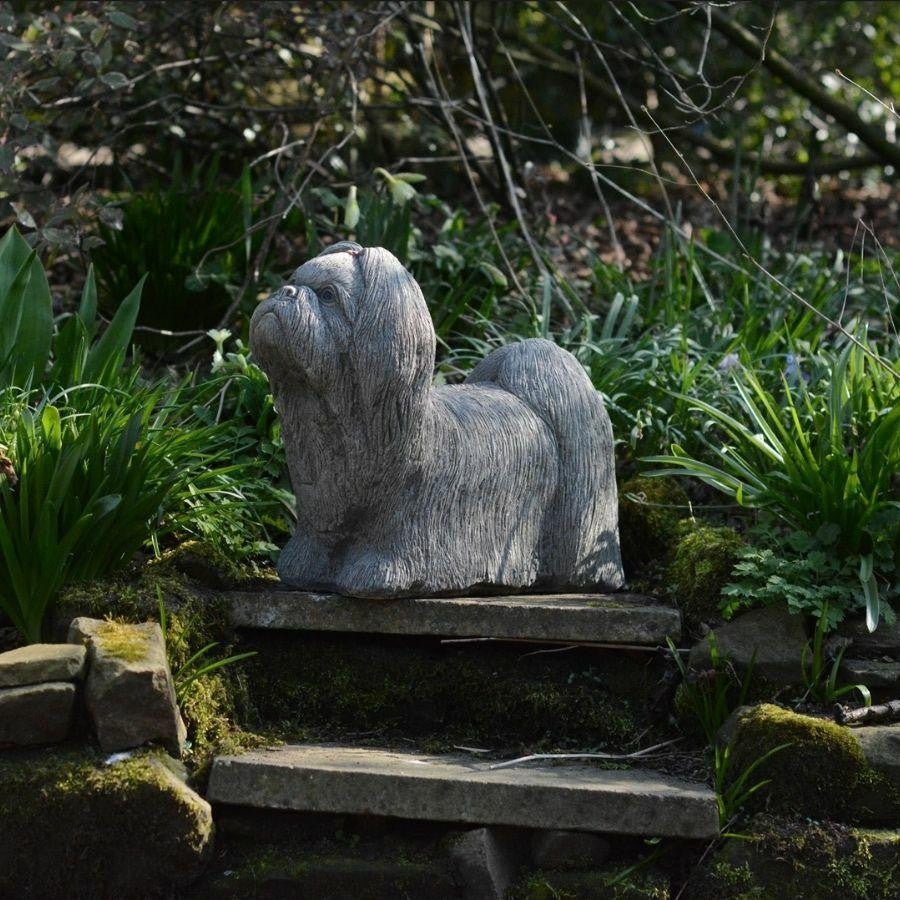 Adorable Stone Cast Lifesize Shih-Tzu Garden Ornament