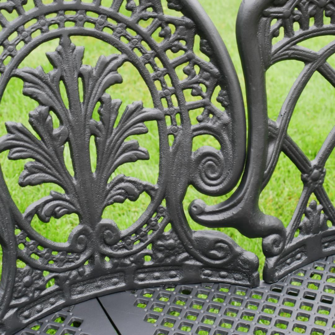 Antique Aluminium Bench with Black Finish Garden Bench 130 cm