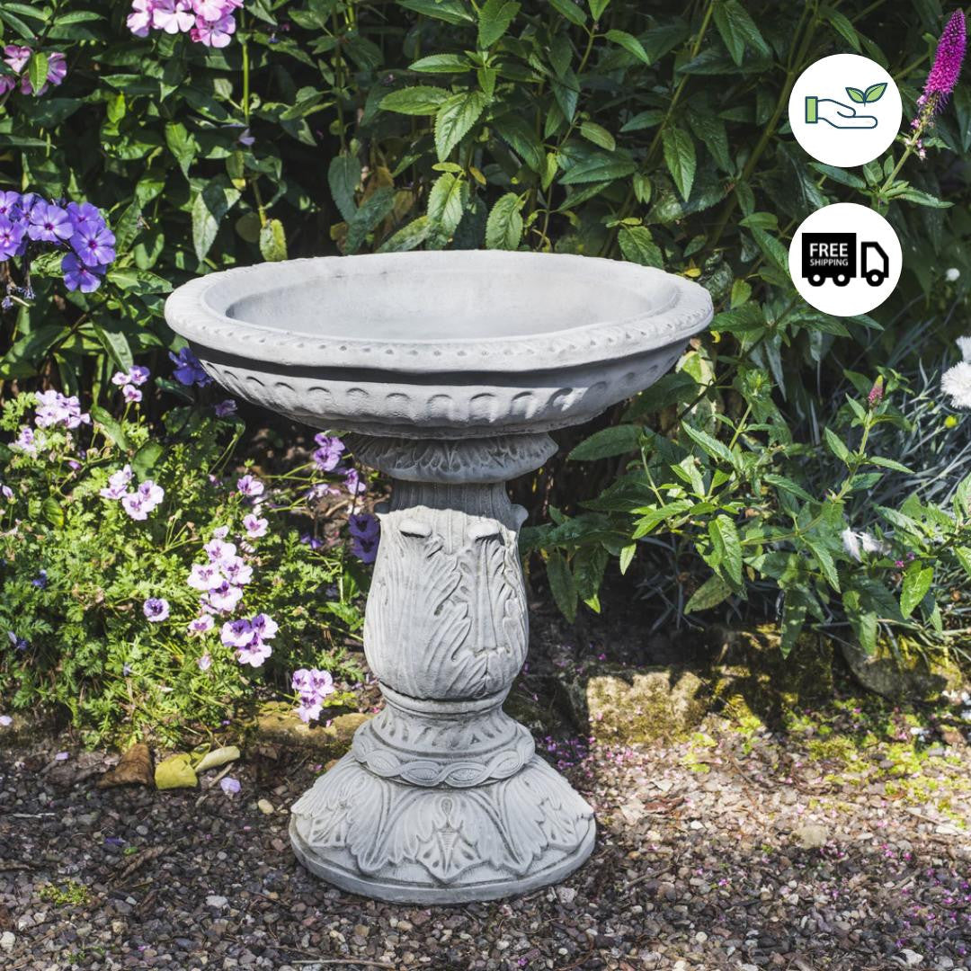 Beautifully Designed Ornate Stone Birdbath by DGS