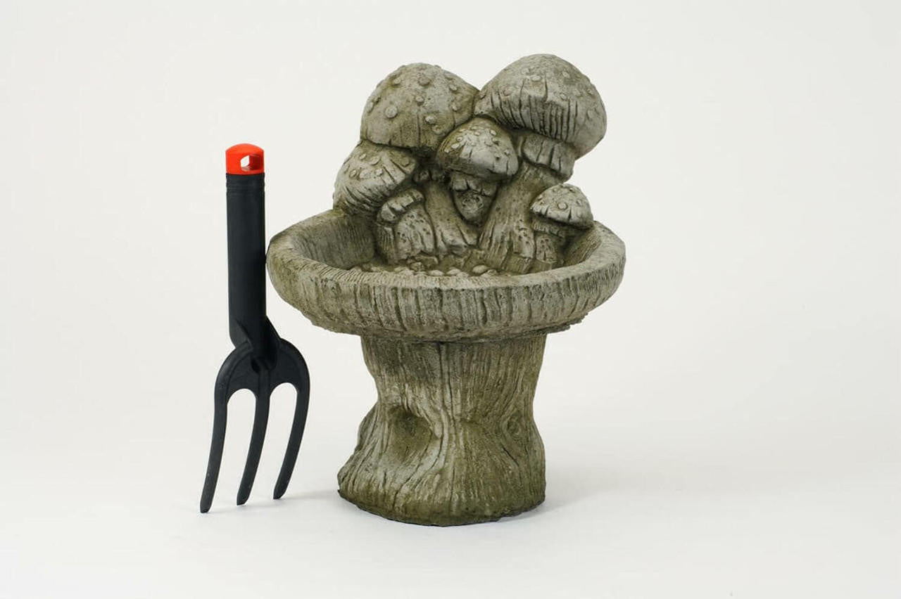Big Mushrooms Stonecast Birdbath Statue Garden Ornament