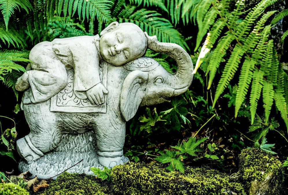 Boy Buddha on Elephant Garden Ornament