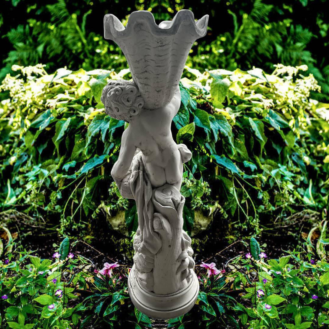 Boy Holding a Horn Planter statue