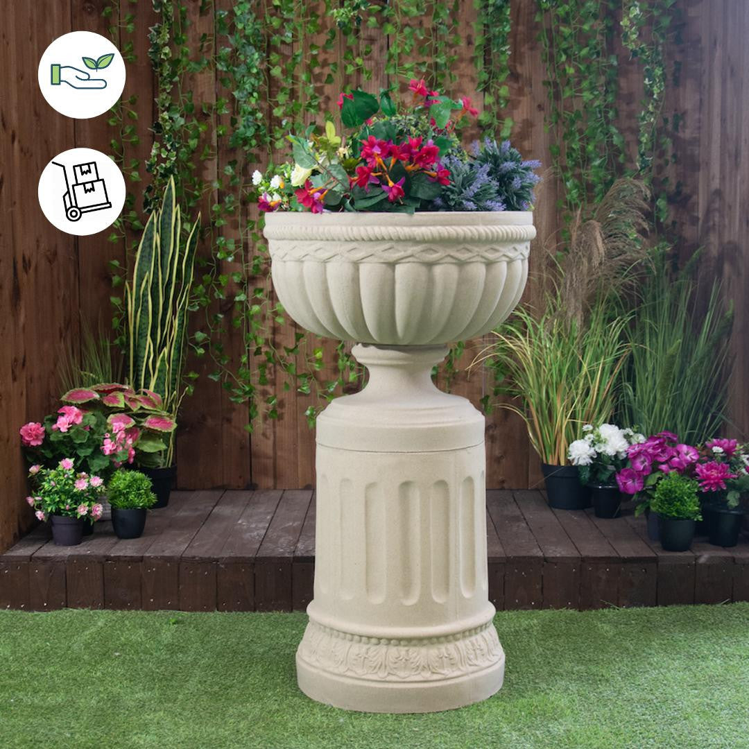 Breathtaking Sandstone Royale Urn On Rounded Plinth