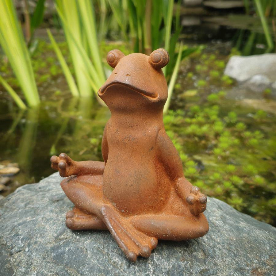 Cast Iron Meditating Yoga Frog Garden Ornament Home Decor