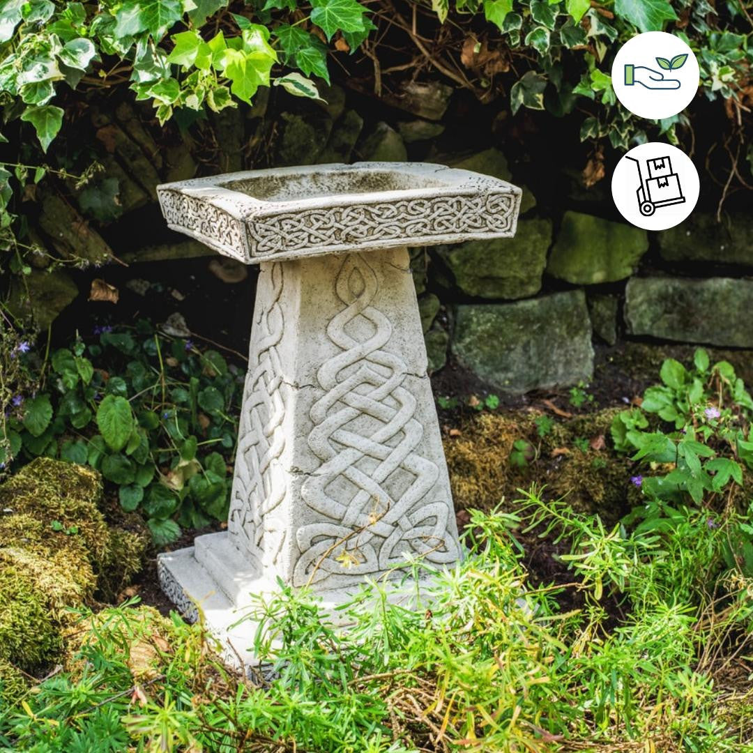 Celtic style Birdbath with Square Top