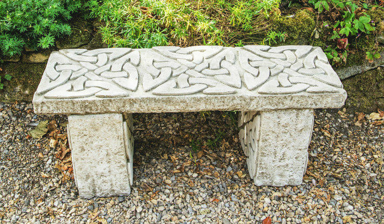 Celtic Style Stone Cast Garden Seat / Bench
