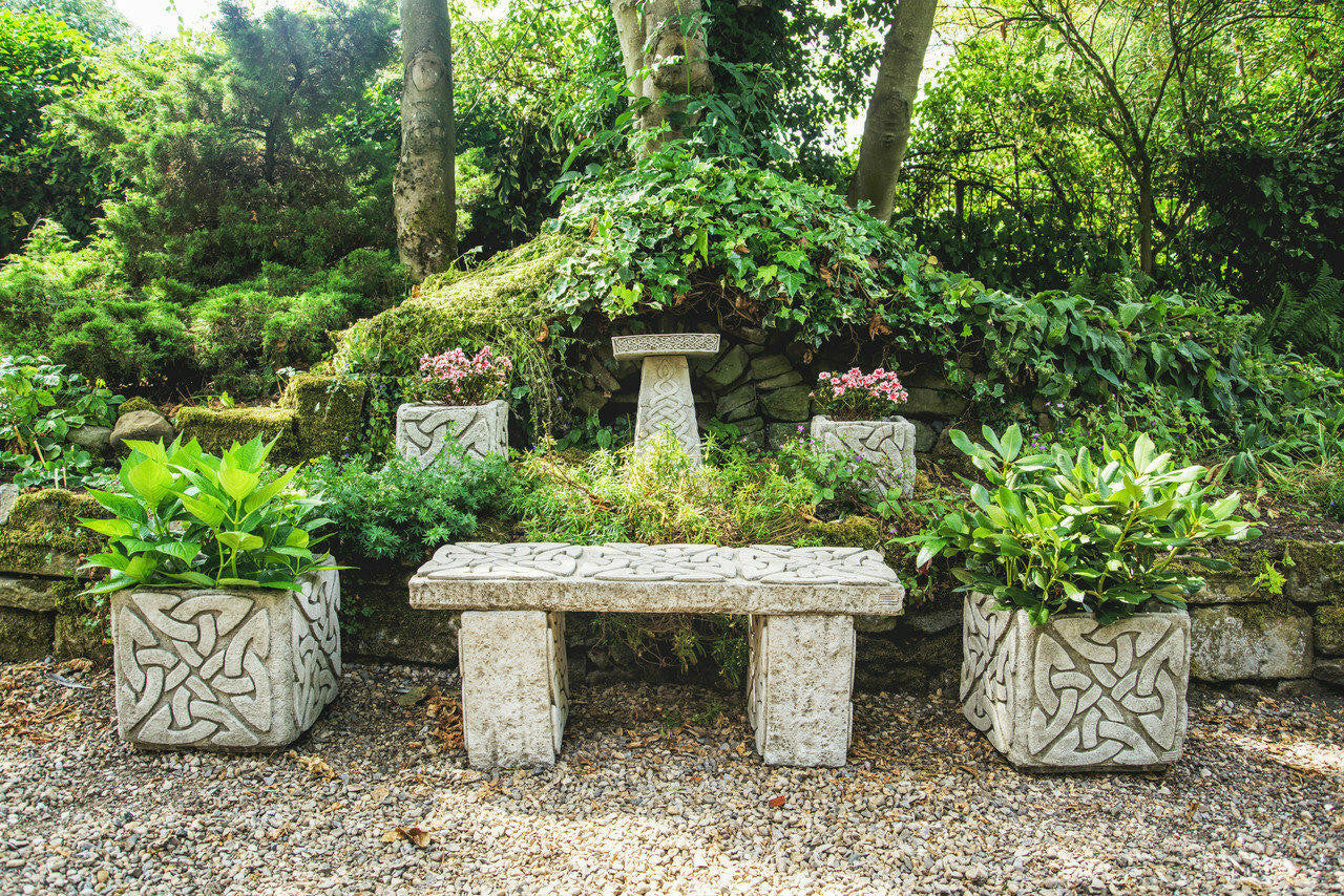 Celtic Style Stone Cast Garden Seat / Bench