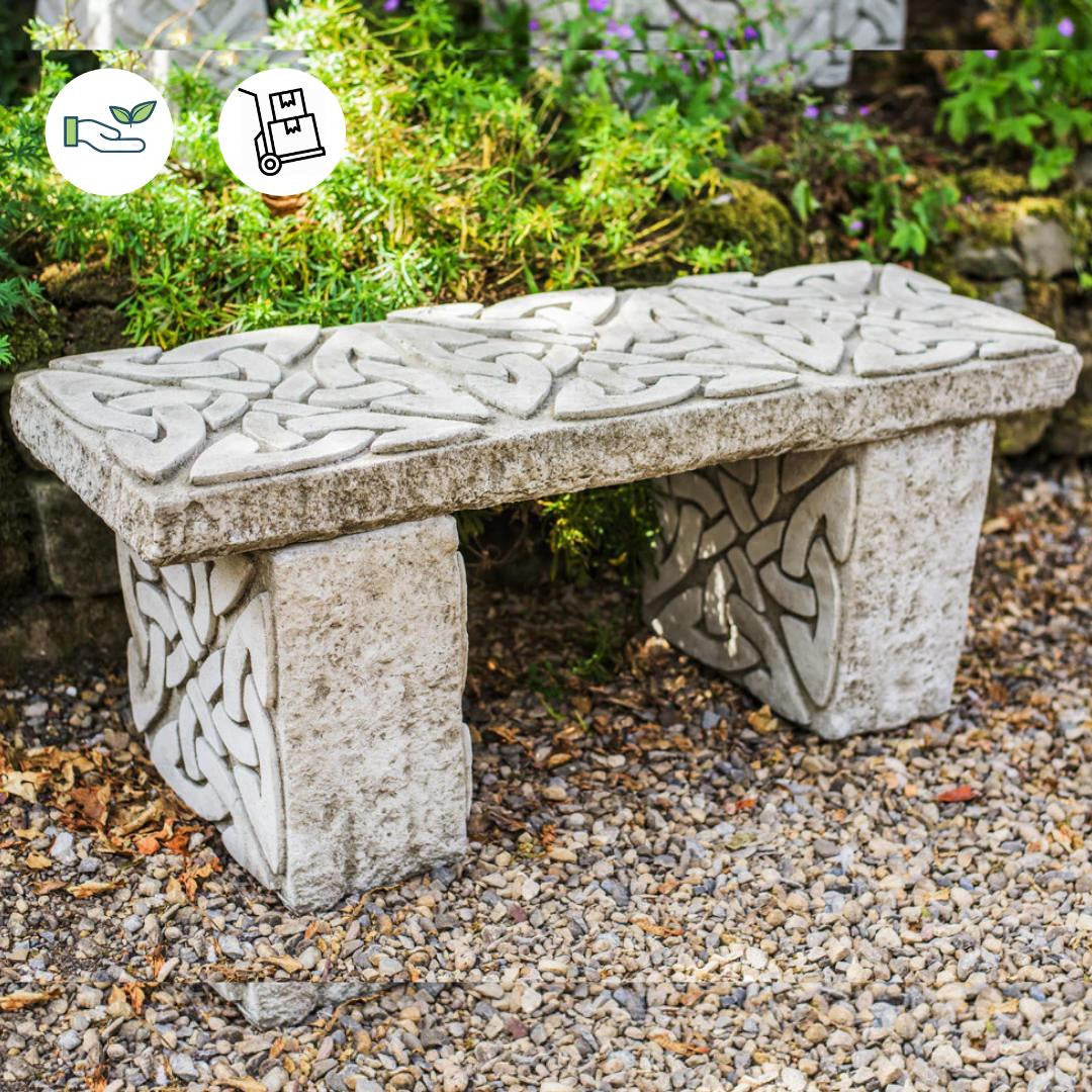 Celtic Style Stone Cast Garden Seat / Bench