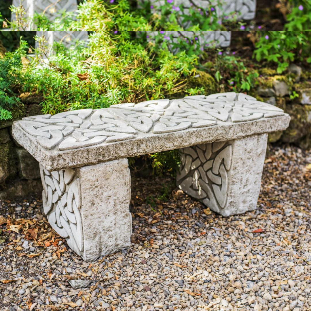 Celtic Style Stone Cast Garden Seat / Bench