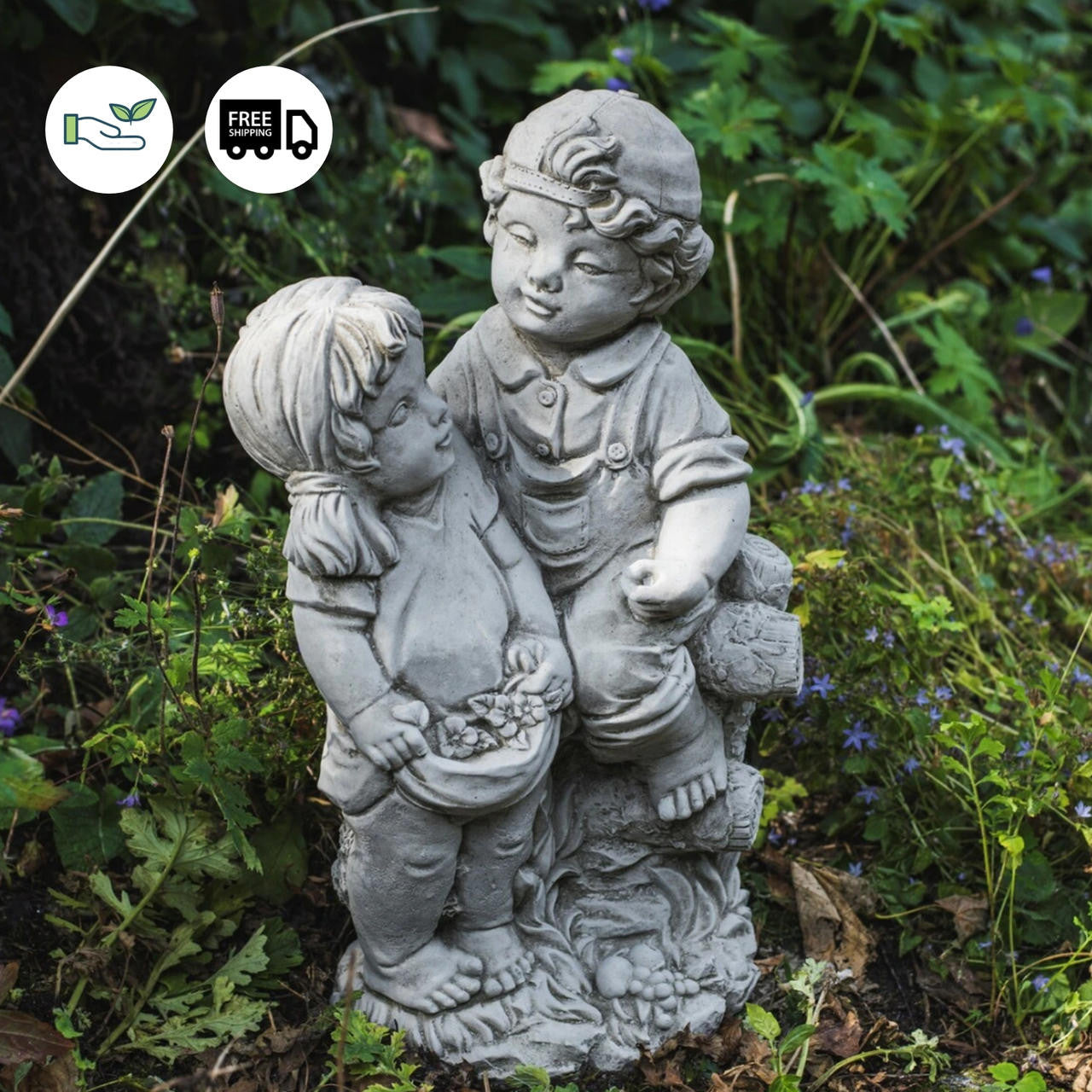 Charming Brother and Sister Sweethearts Statue
