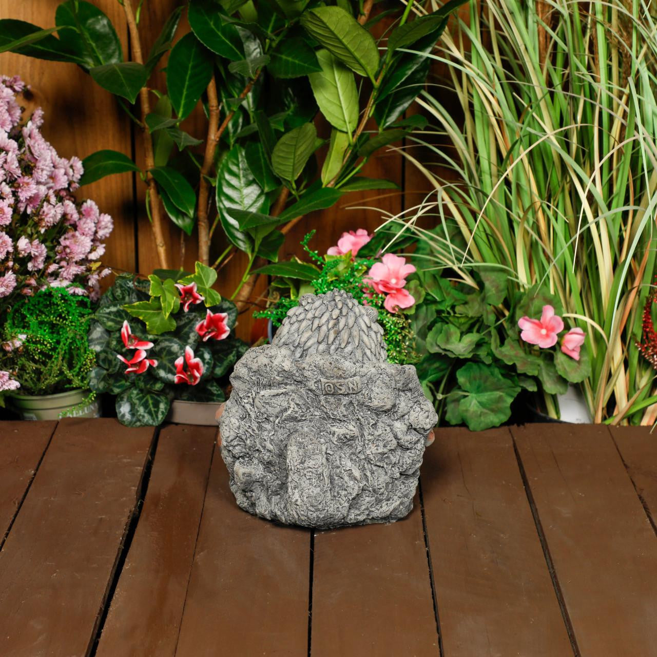 Cheerful Stone Cast Hedgehog with Welcome Sign
