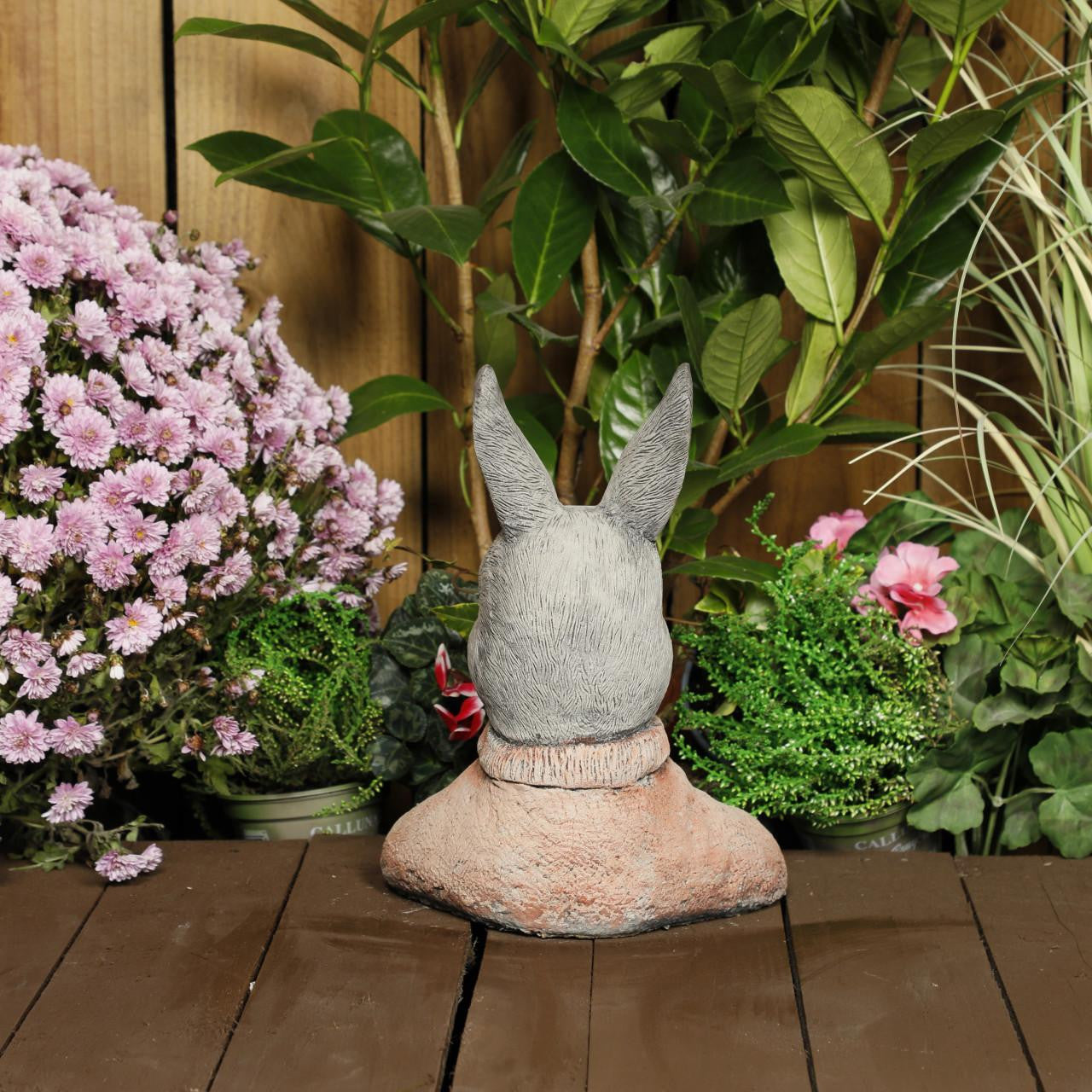 Christmas Winter Bunny Stone Cast Statue Garden Ornament