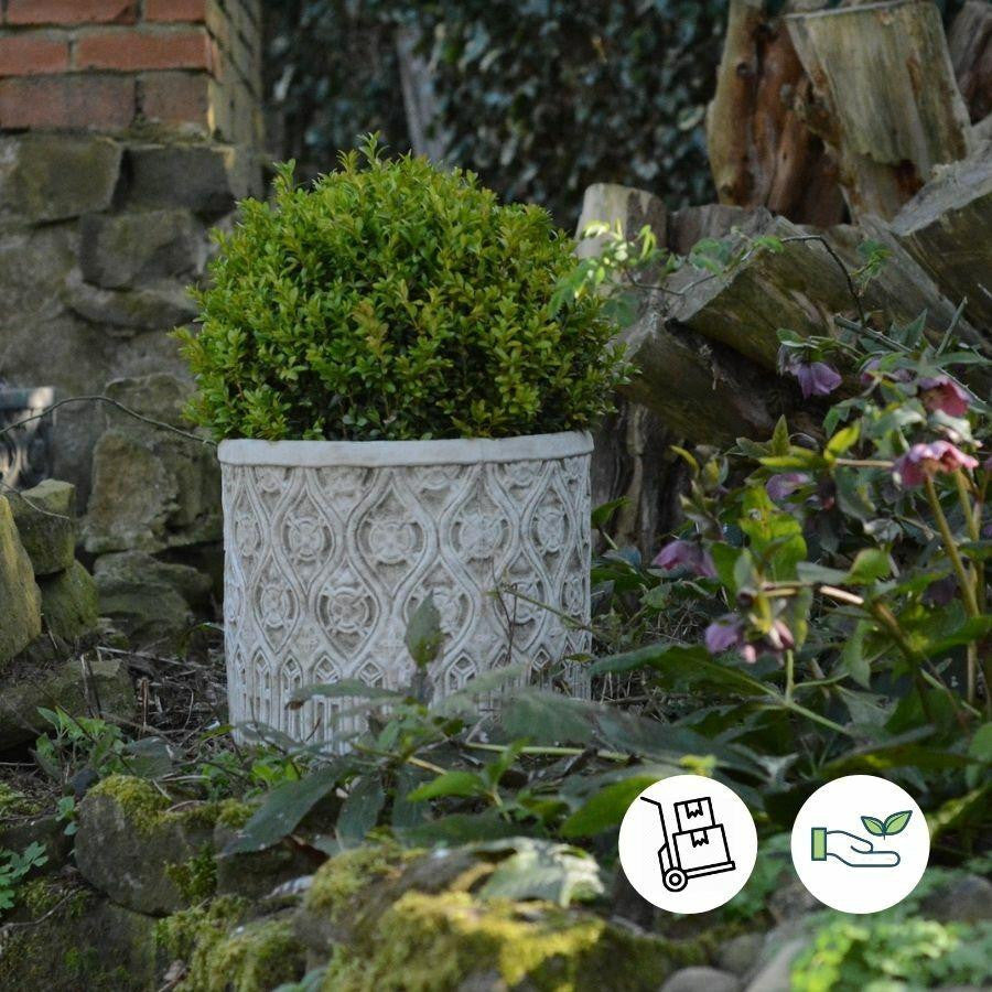 Circular garden Pot Tudor with Ornate Pattern