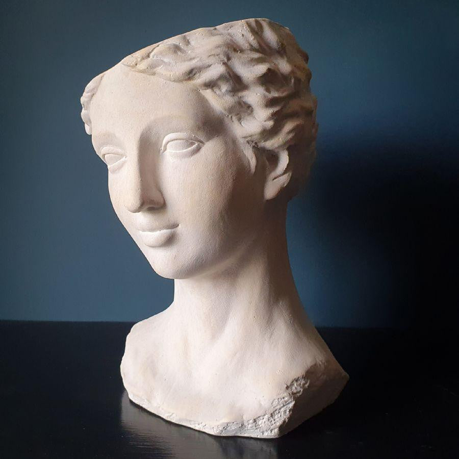 Classic Greek Style Faux Stone Female Bust Planter Home Decor Garden Ornament