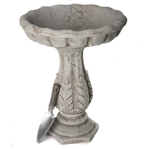Classic Leaf Design Stone Birdbath