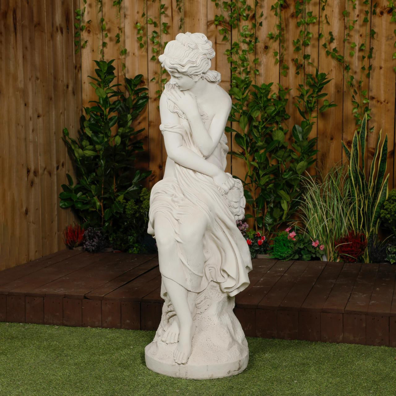 Classic White Stone Flower Lady Garden Ornament