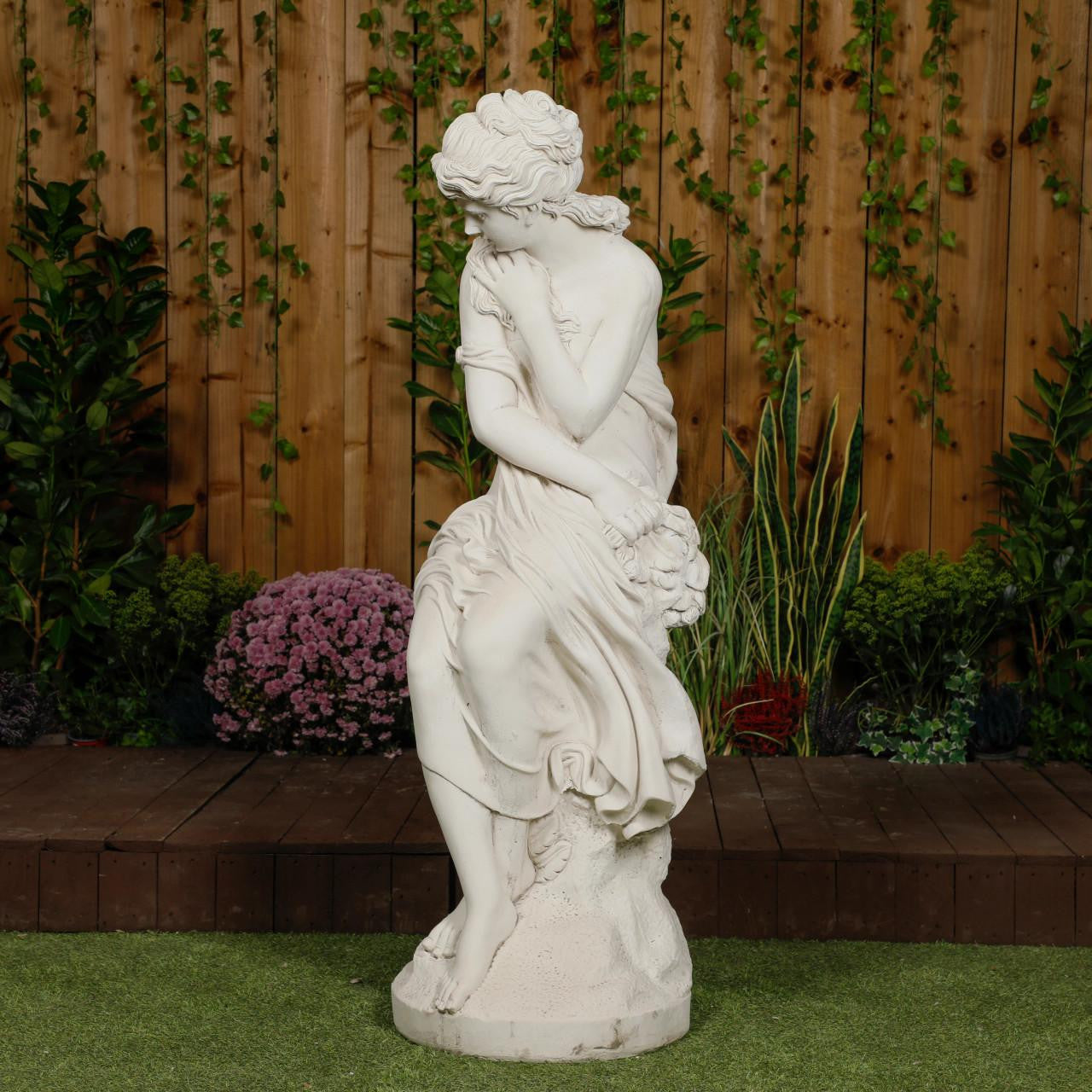 Classic White Stone Flower Lady Garden Ornament