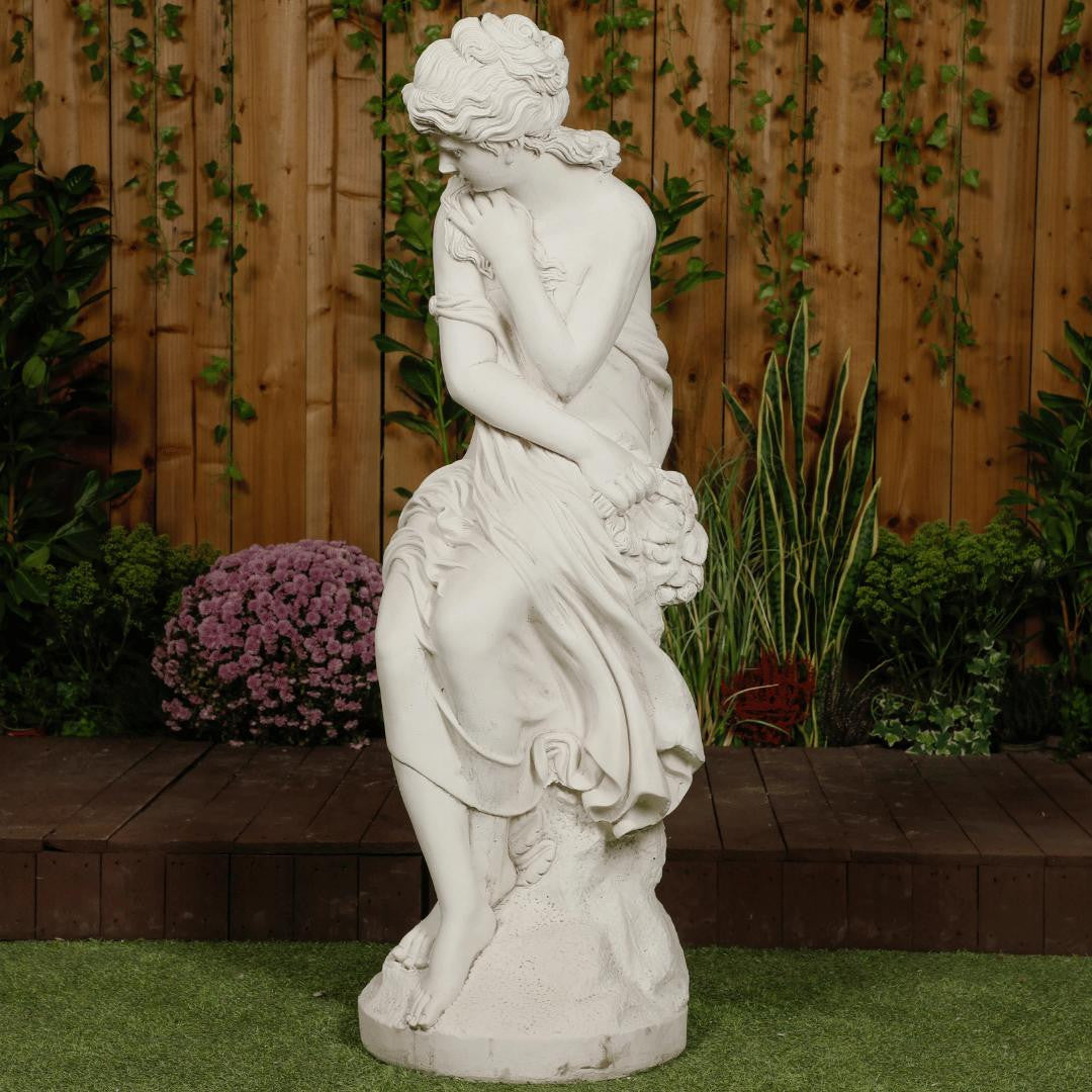 Classic White Stone Flower Lady Garden Ornament
