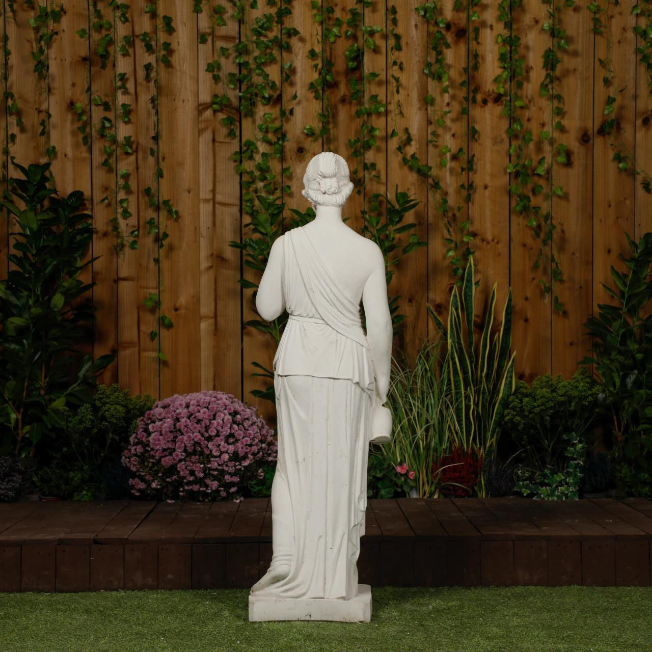 Classic White Stone Woman statue with a Tea Set