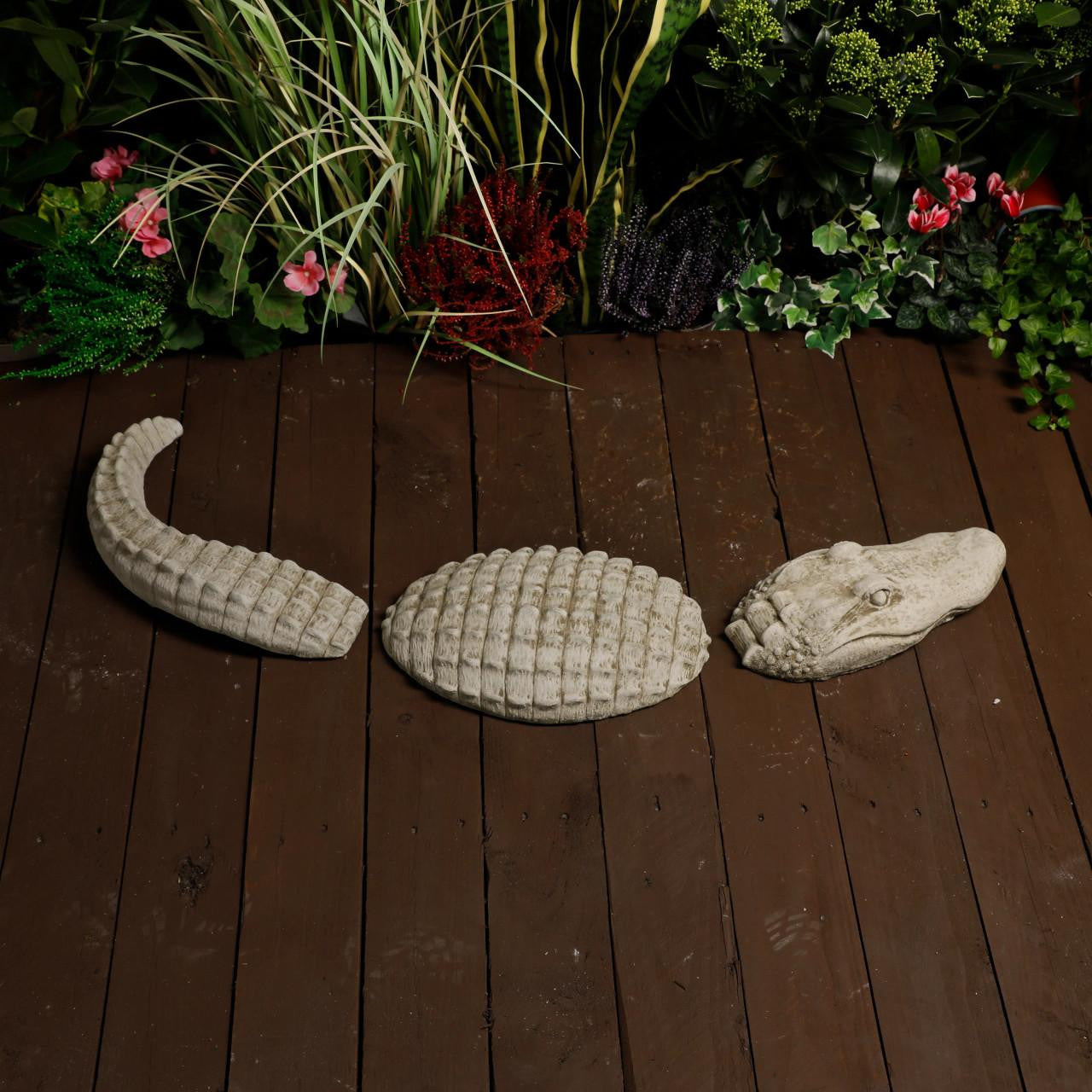 Crocodile Stone Cast Garden Ornament
