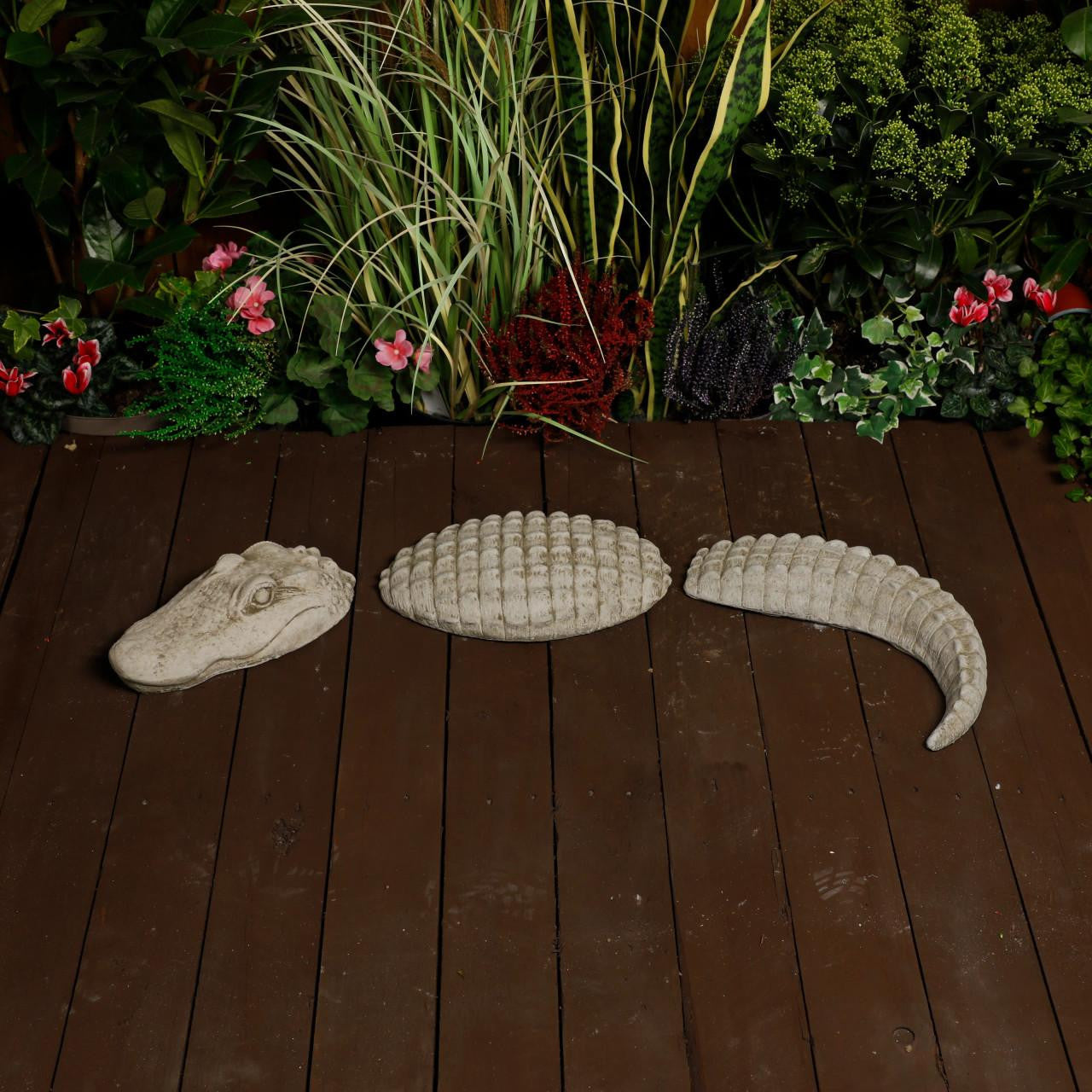 Crocodile Stone Cast Garden Ornament