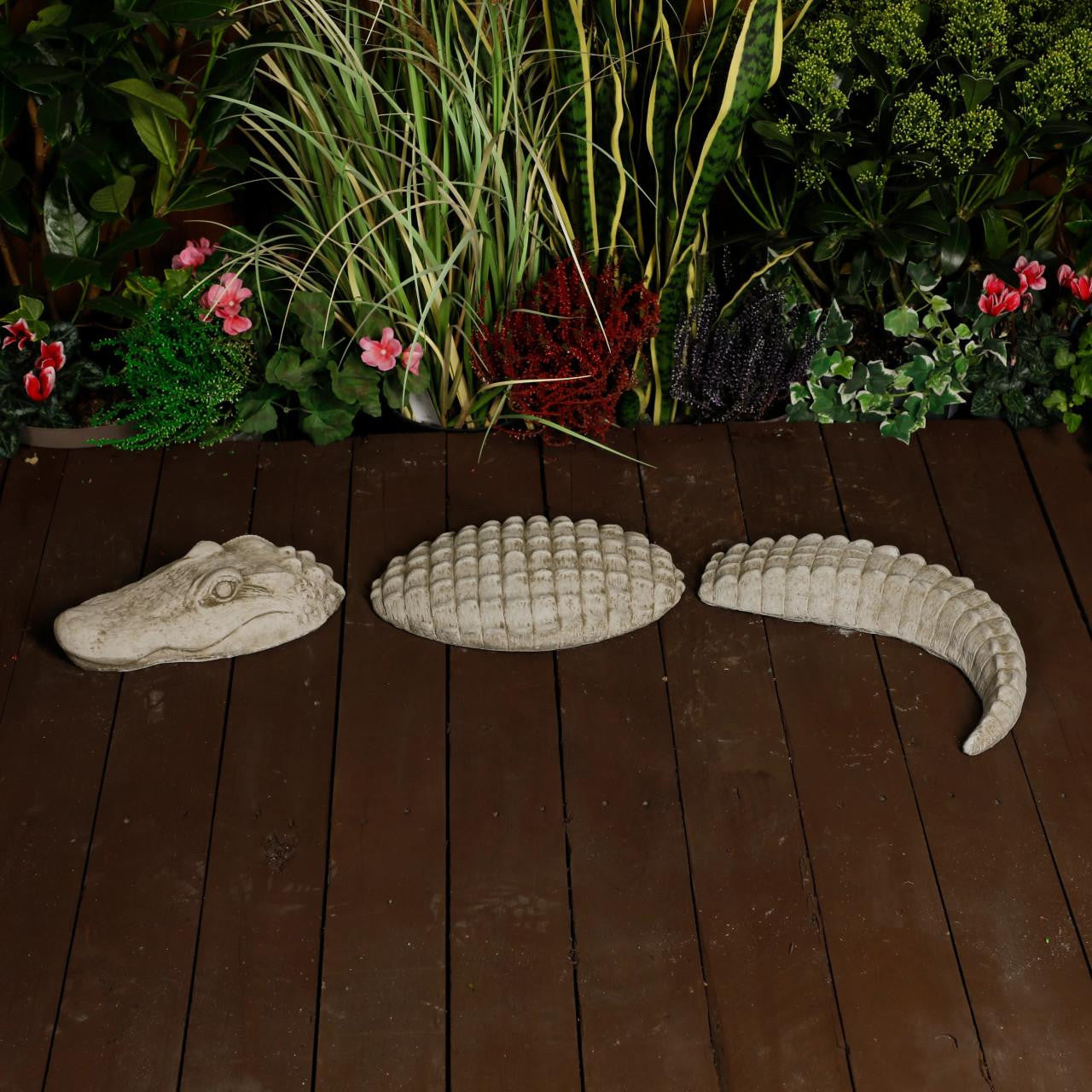 Crocodile Stone Cast Garden Ornament