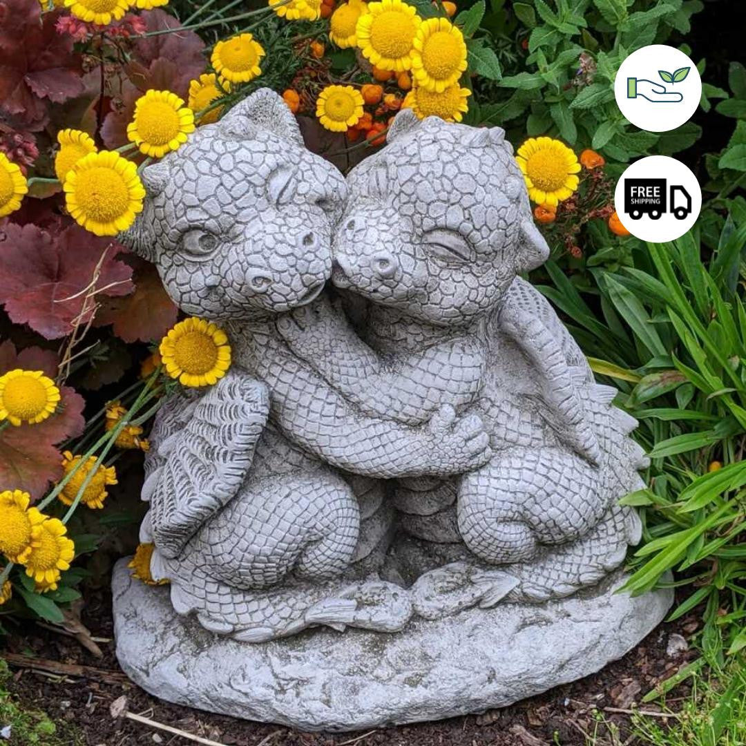 Cute Dragon Lovers Small Garden Ornament