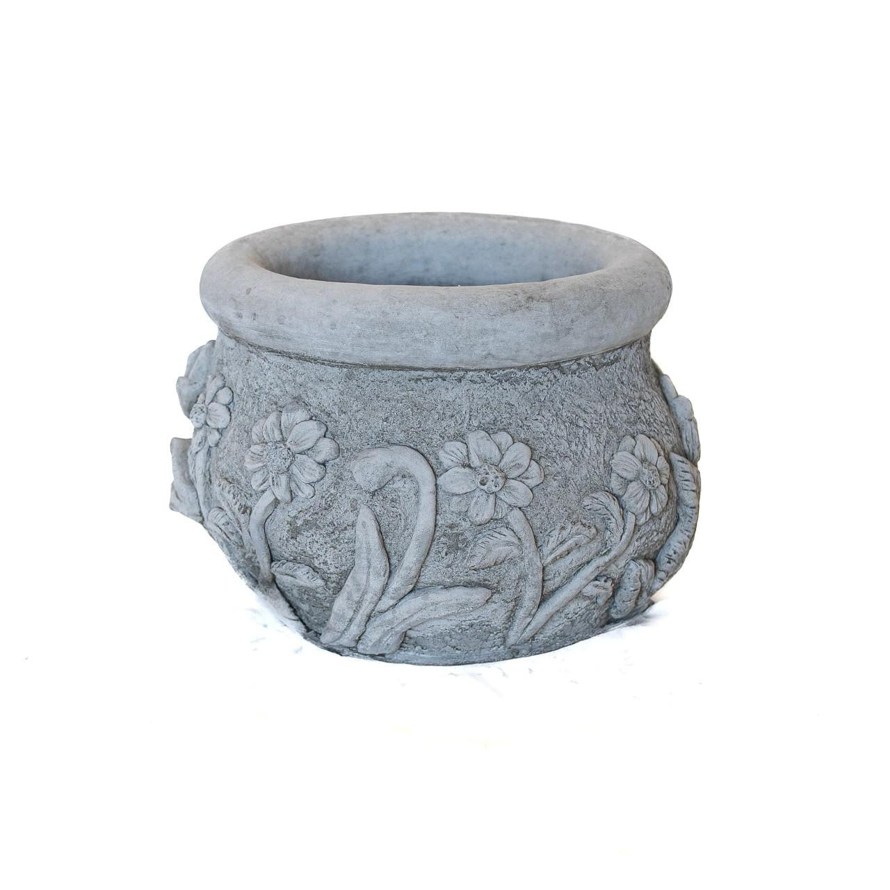 Dahlia Design Stone Cast Garden Plant Pot