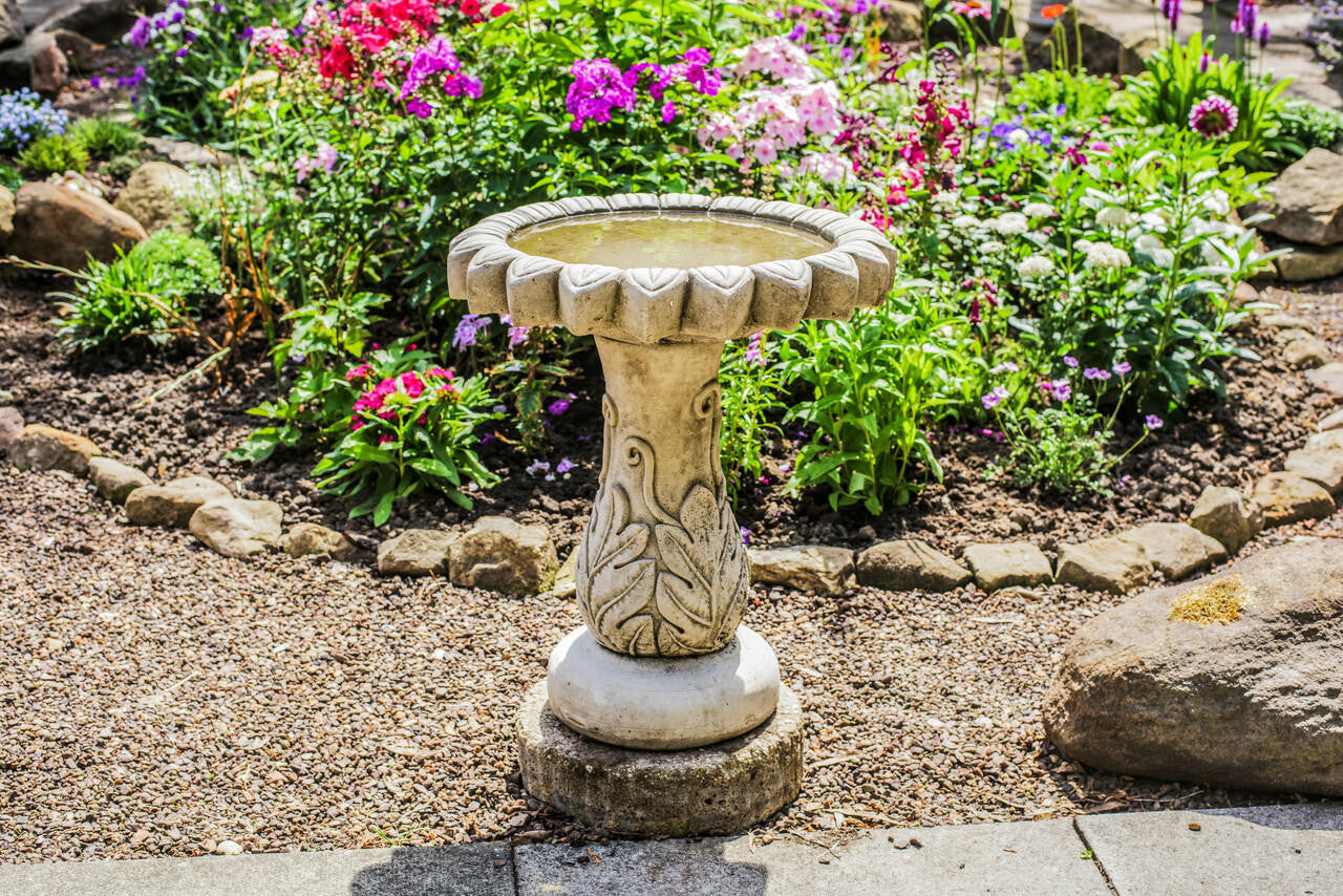 Daisy Design Birdbath with flower-shaped Basin