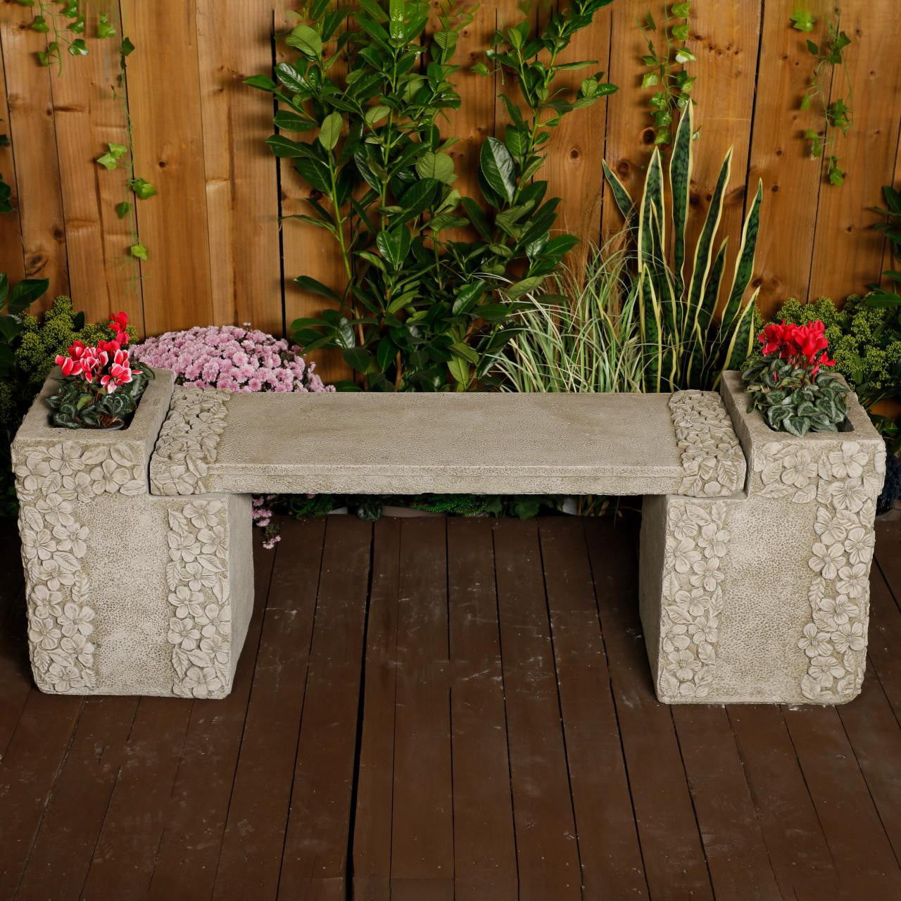 Daisy Design Stone Cast Garden Bench