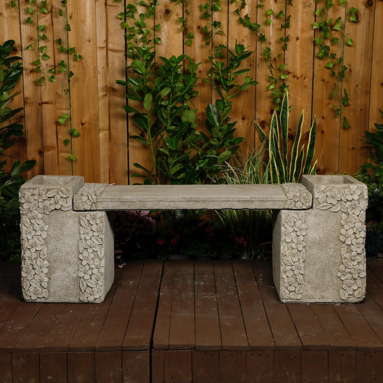 Daisy Design Stone Cast Garden Bench