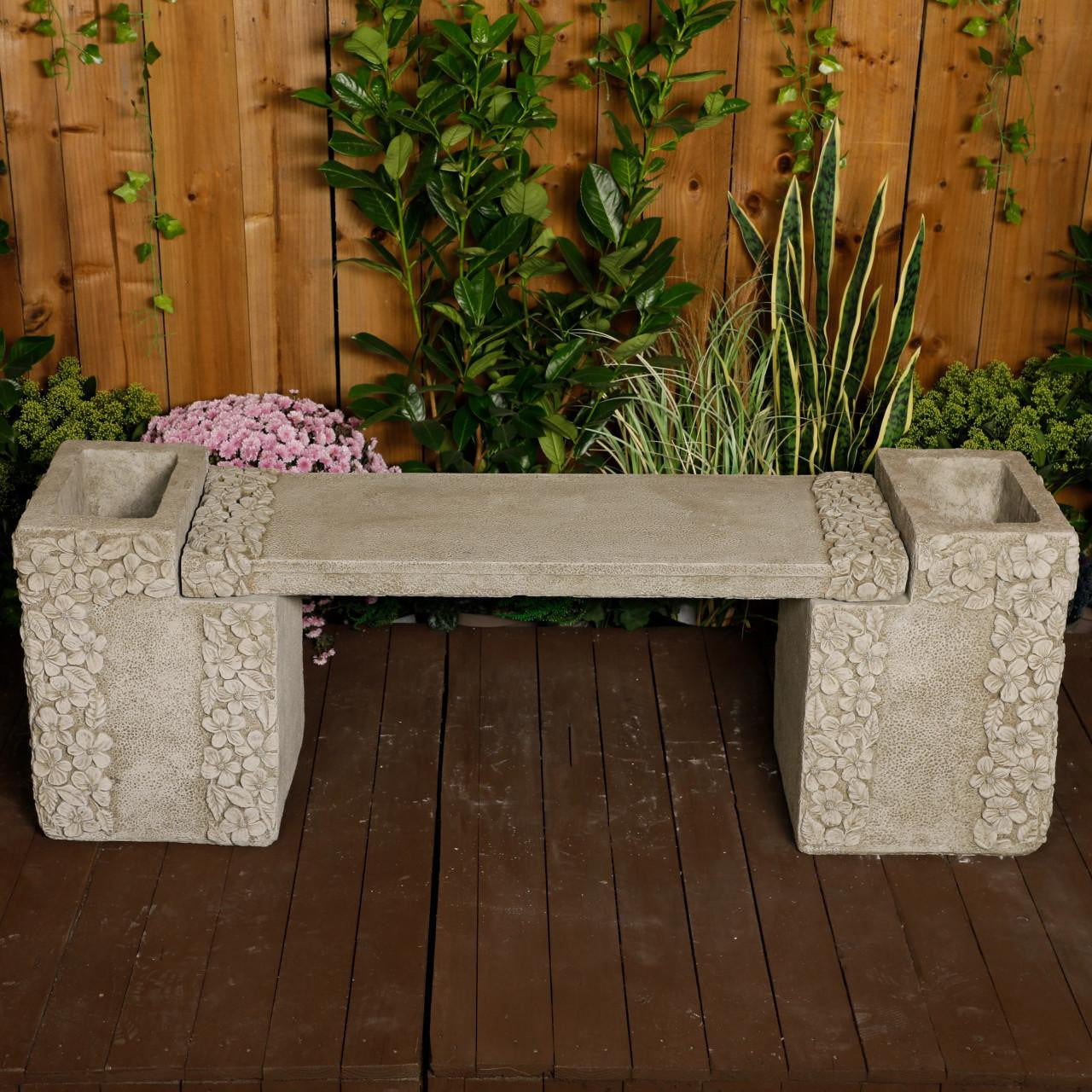 Daisy Design Stone Cast Garden Bench