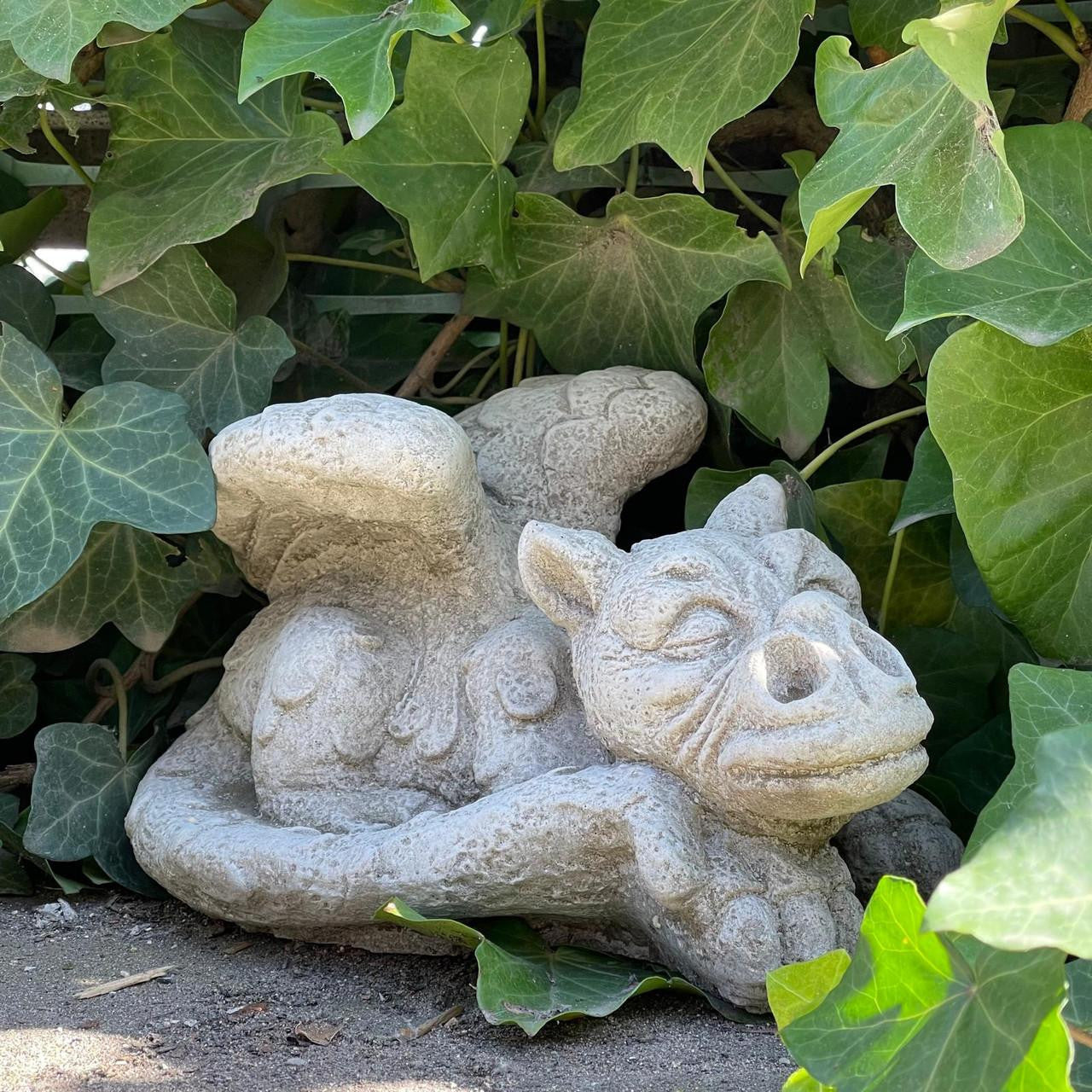 Enchanting Dreaming Dragon Stone Cast Statue Small Outdoor Ornament Garden Sculpture