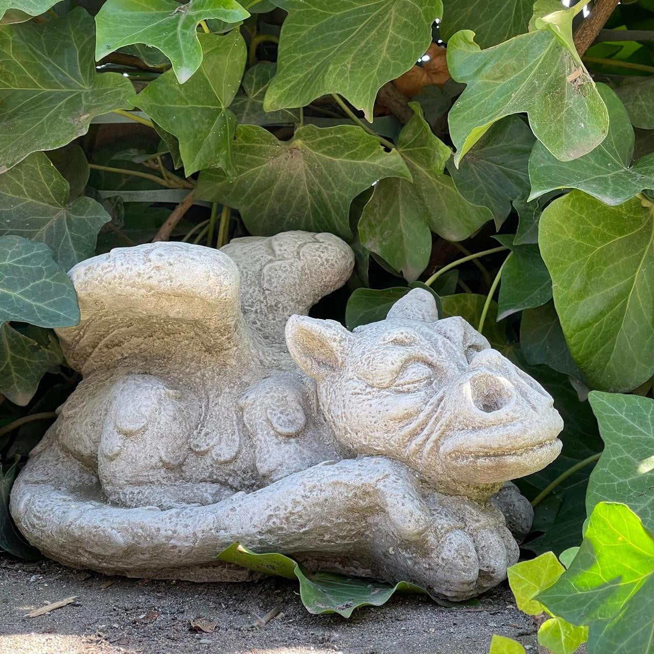 Enchanting Dreaming Dragon Stone Cast Statue Small Outdoor Ornament Garden Sculpture
