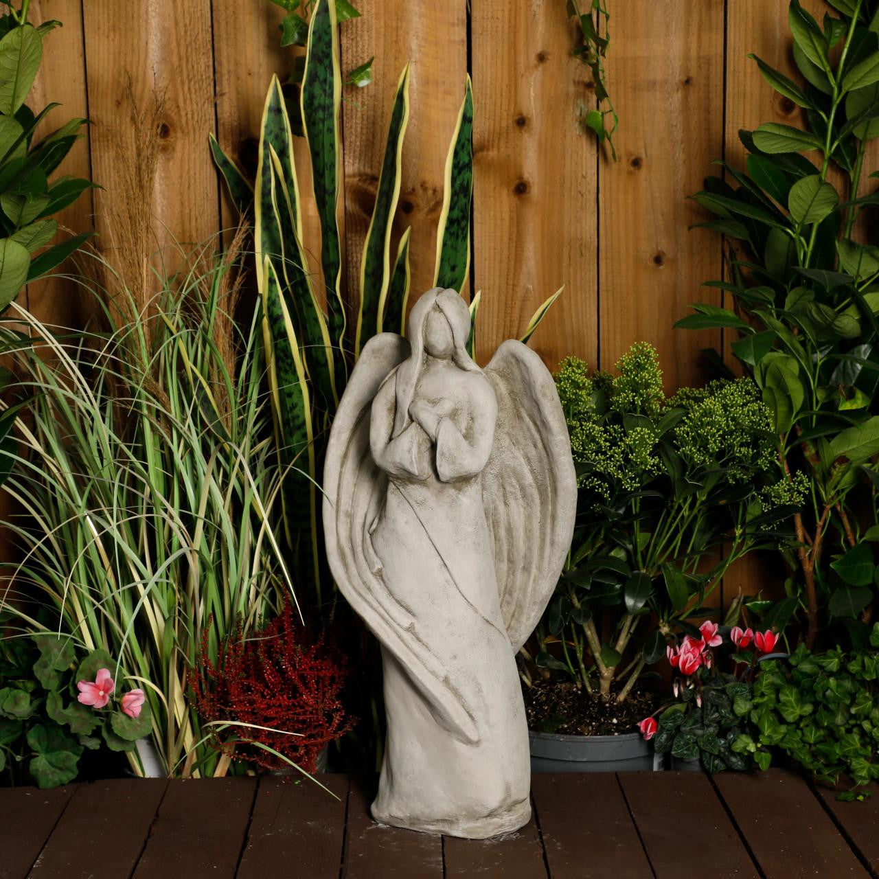 Tranquil Cast Stone Angel with Flowing Robe