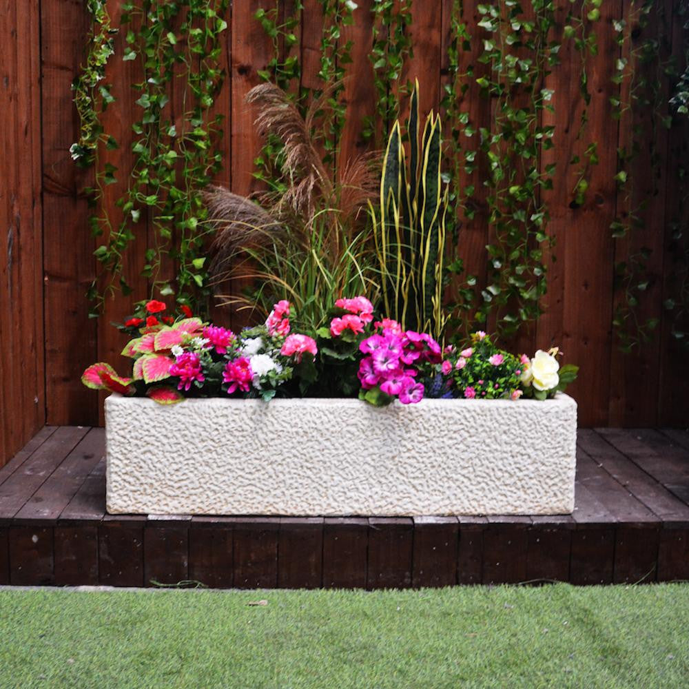 Extra Large Carved Design Stone Cast Trough