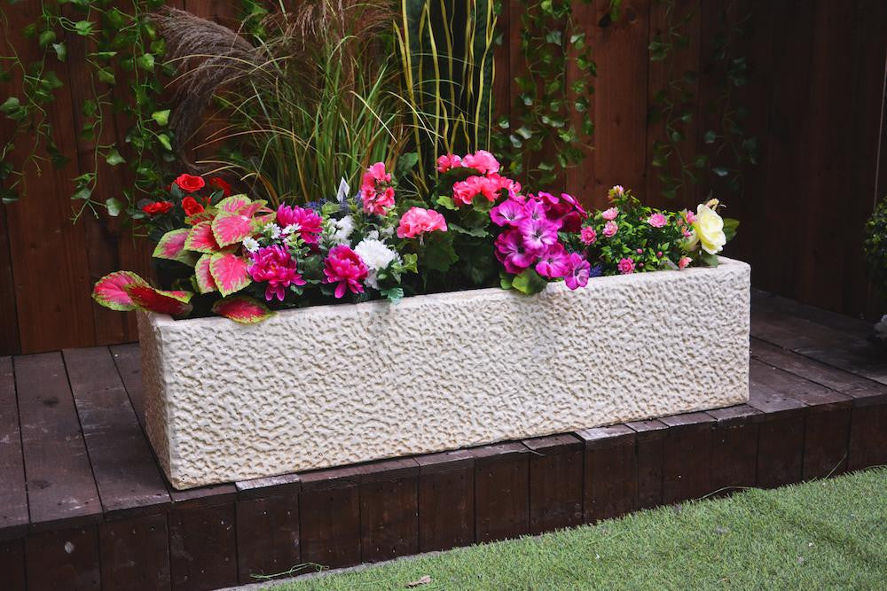 Extra Large Carved Design Stone Cast Trough