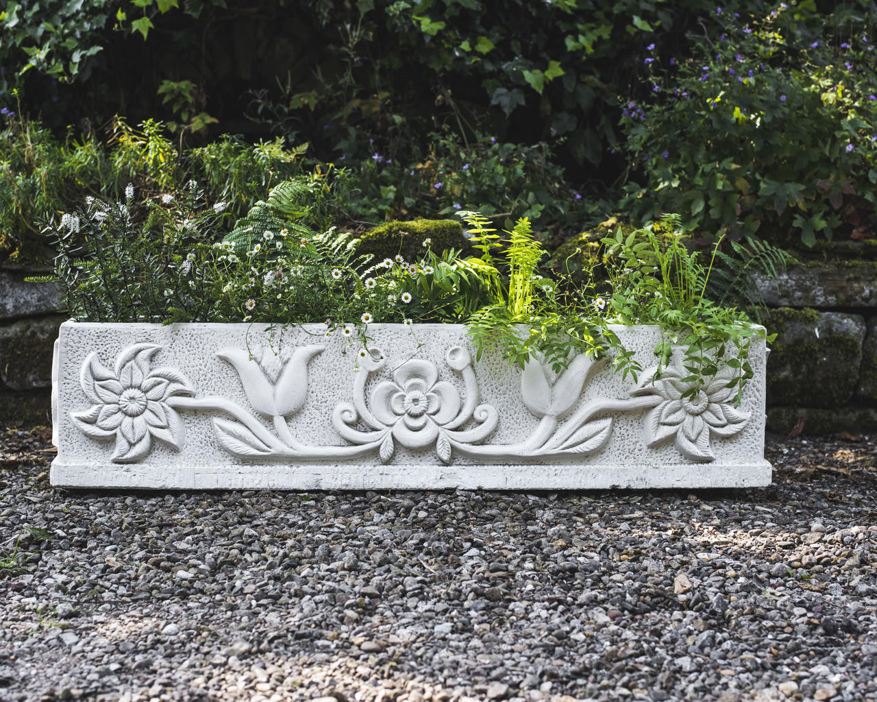 Extra Large Tulip design Stone Planter Trough