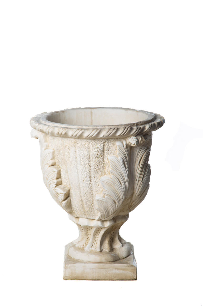 Extra Large White Cast New Leaves Pot With Stylish Leaf Design