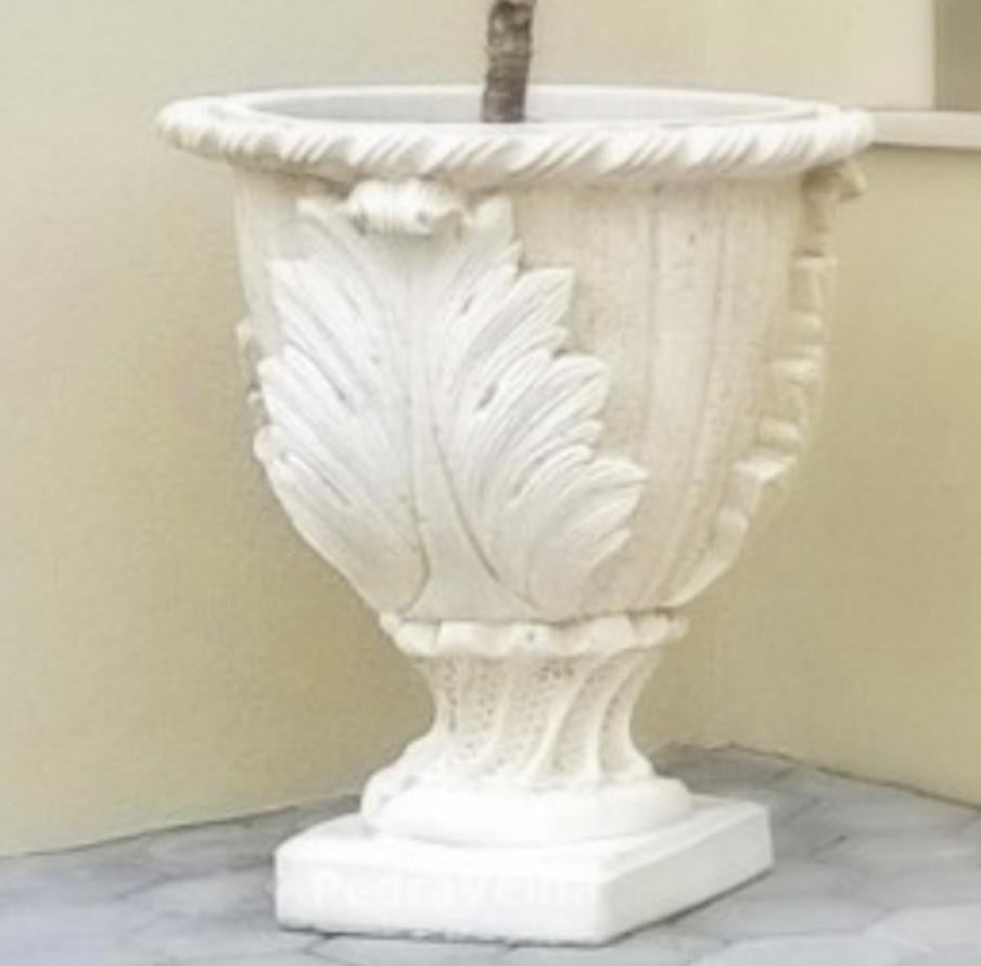 Extra Large White Cast New Leaves Pot With Stylish Leaf Design