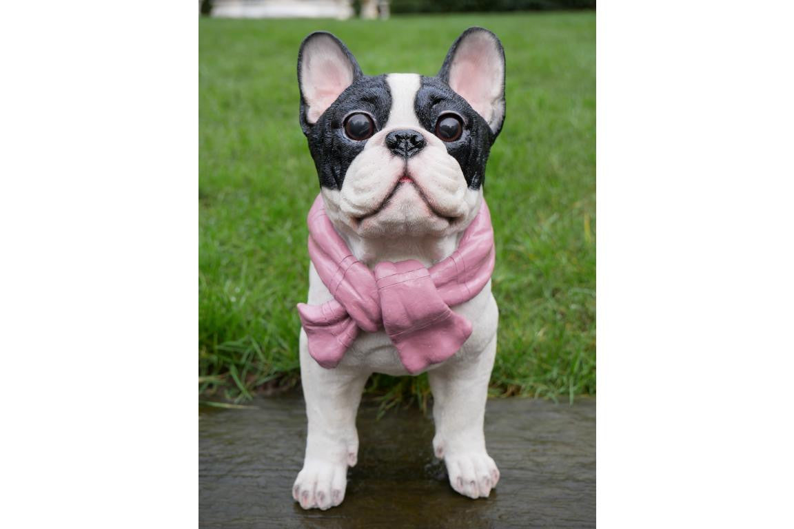 French bulldog with scarf garden ornament