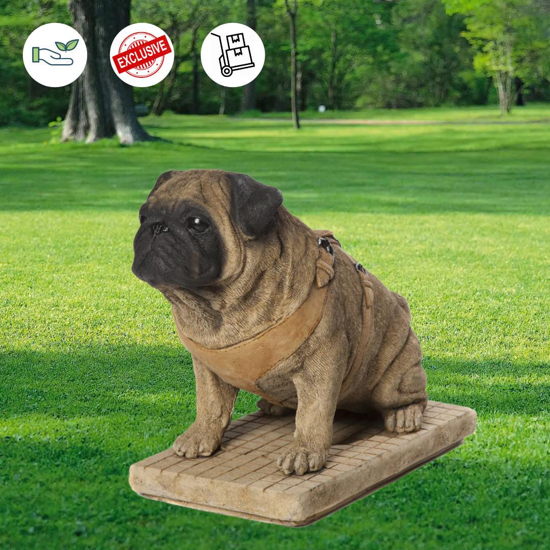 Full Size Sitting Pug Dog Statue