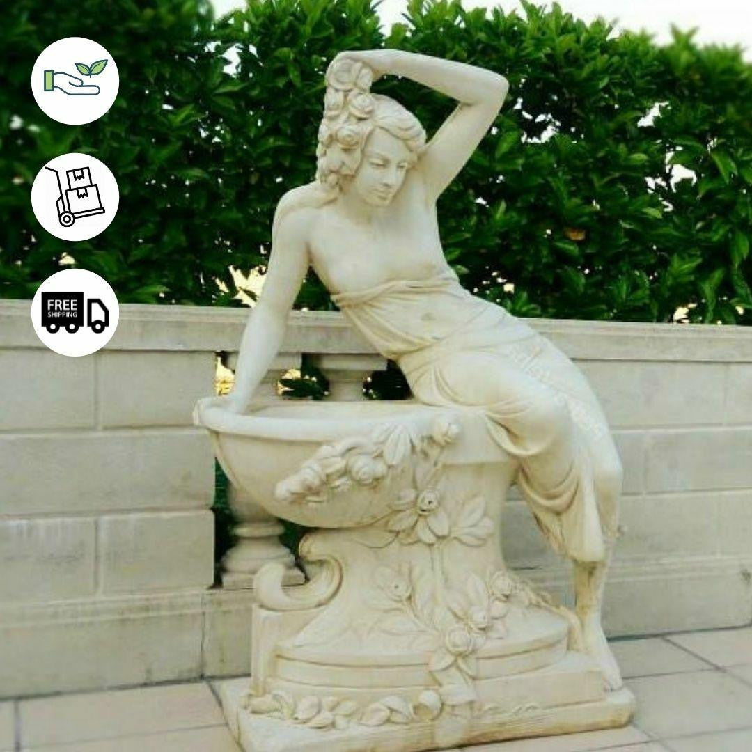 Giant Bathing Lady Statue in Greek style with Flower detail