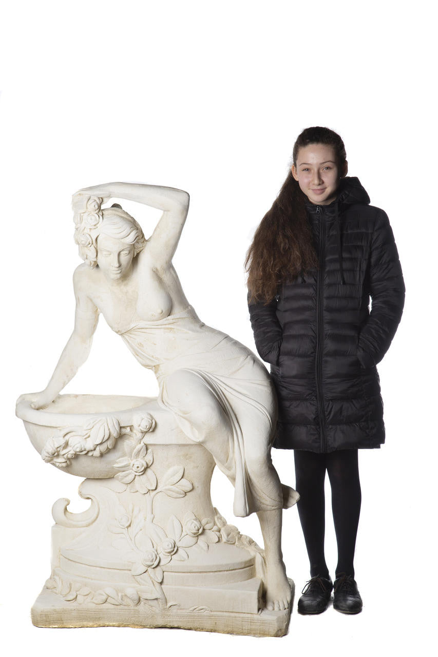 Giant Bathing Lady Statue in Greek style with Flower detail
