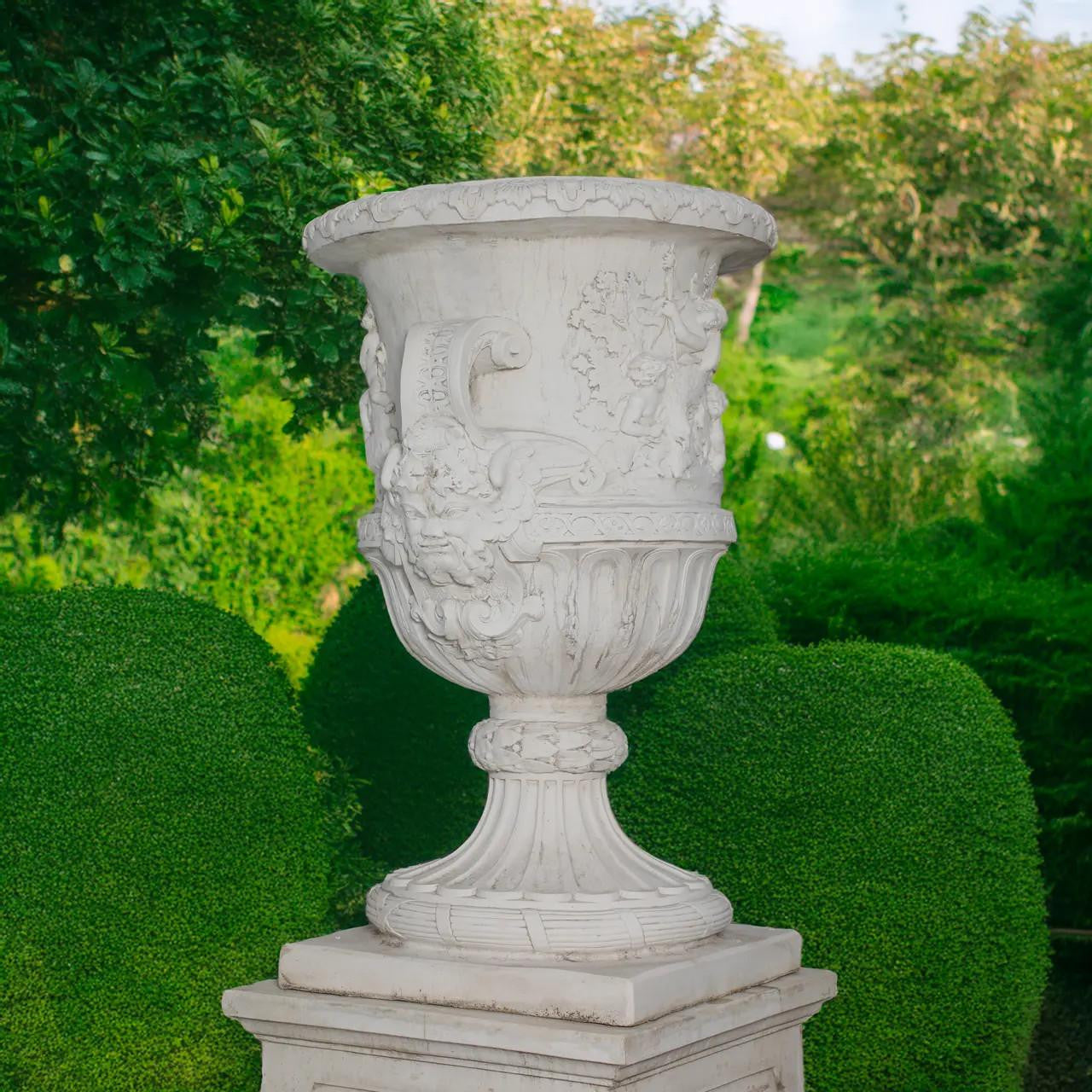 Giant Greek design Stone cast Vase with Column