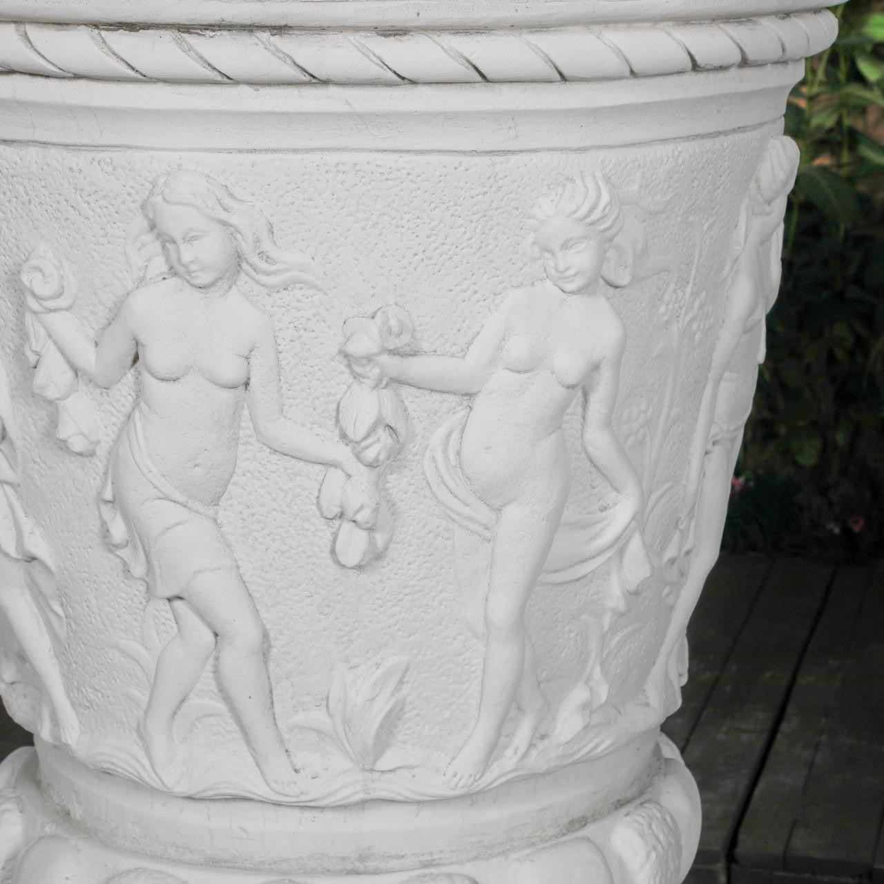 Giant Stone White Harvest Design Round Vase Planter 3.94' Tall